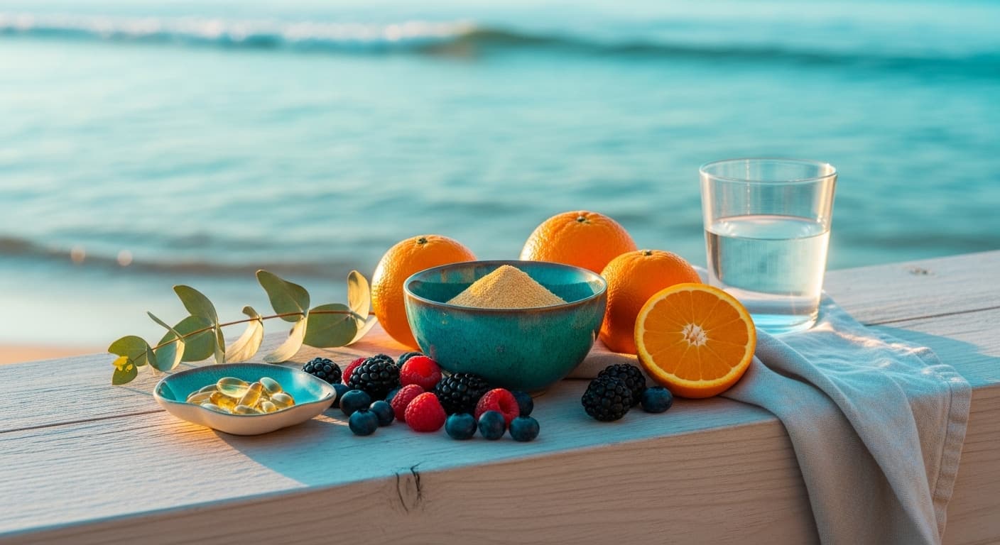 Antioxidant Shield supplement products arranged on a clean surface