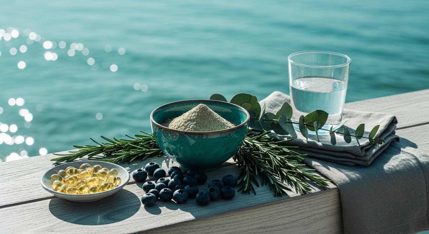 Cognitive-supporting ingredients including adaptogenic herbs, liposomal B12, and quercetin with zinc