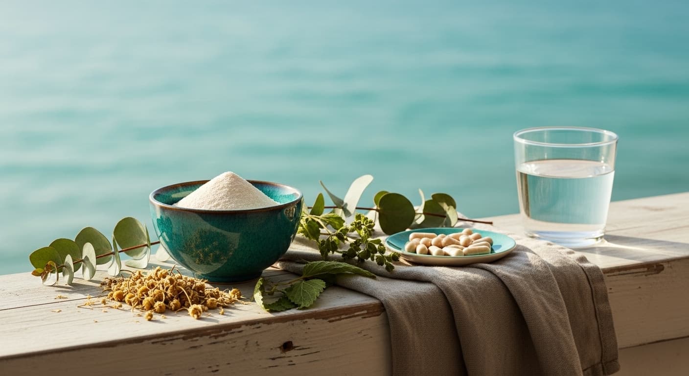 Natural comfort-supporting ingredients including P.E.A., magnesium glycinate, and sleep support herbs