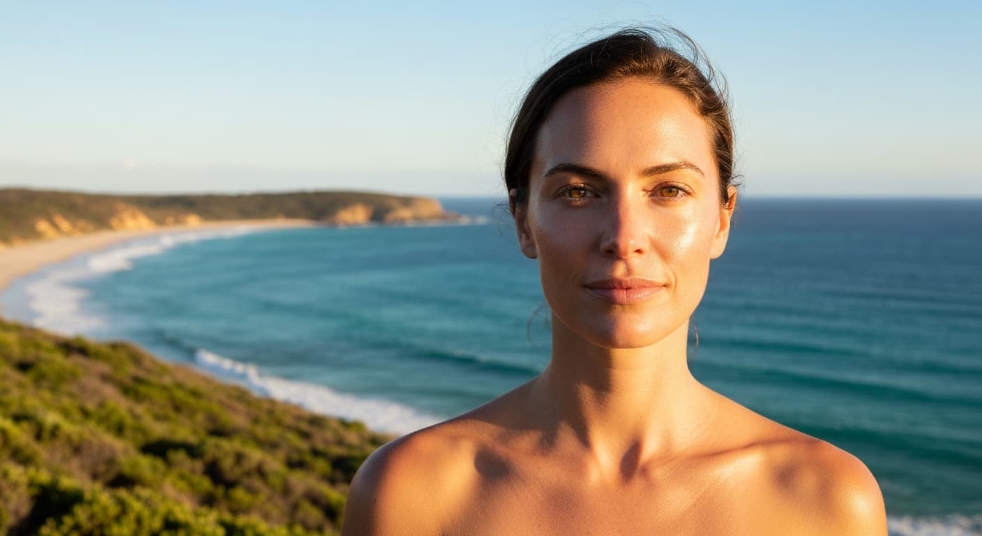 Person with healthy, radiant skin maintaining a consistent nutritional skincare routine