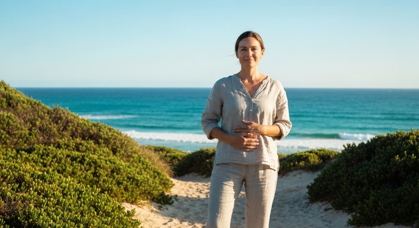 Person enjoying a healthy gut health routine