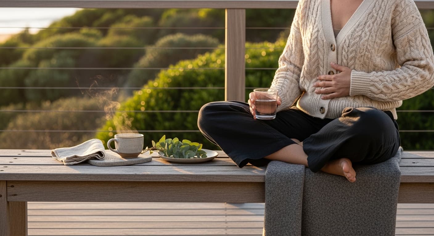 Person enjoying a healthy gut health routine