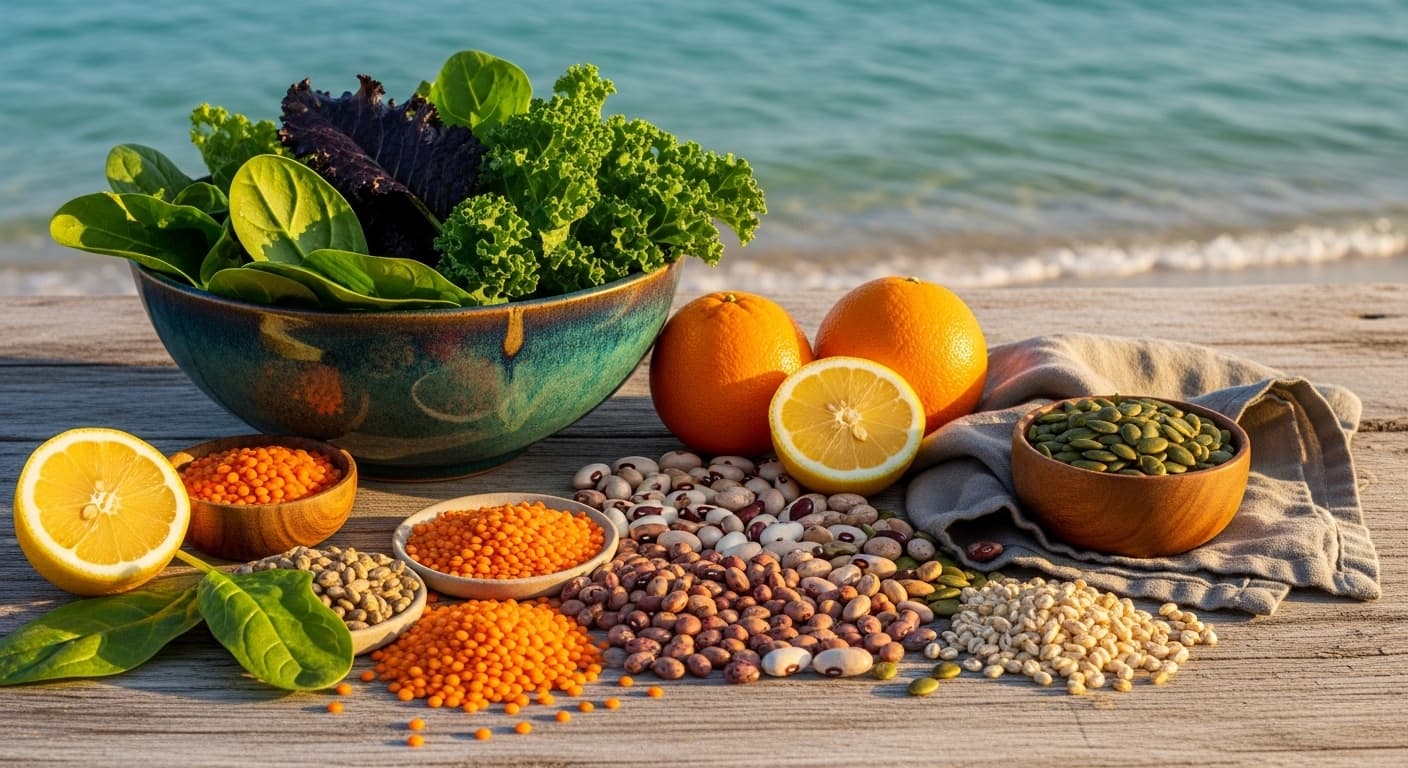 Iron-support ingredients including liposomal iron, vitamin C, and B vitamins