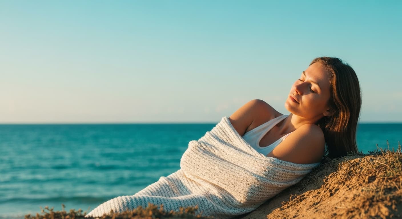 New mother resting in the fourth trimester after birth in a calm, nurturing home setting