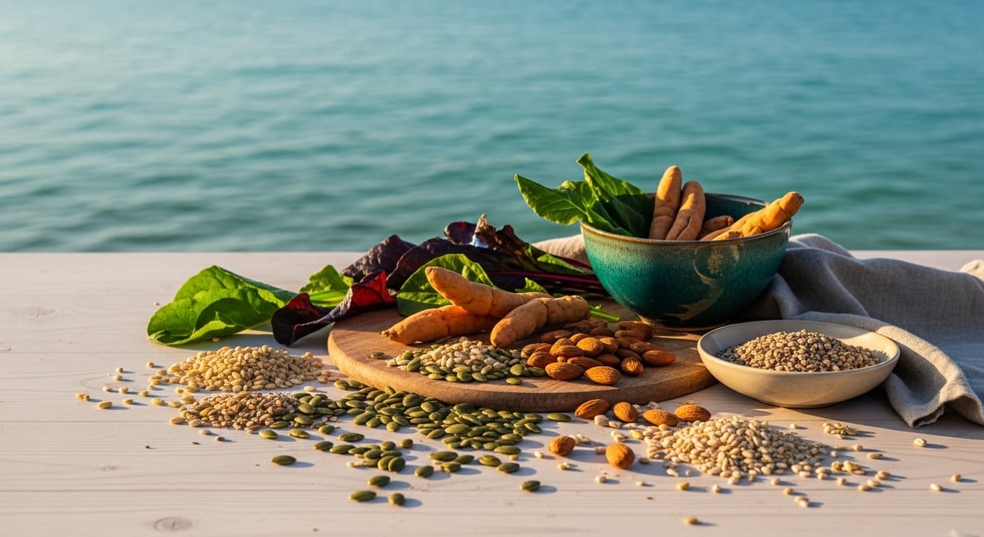 Natural stress-supporting ingredients including adaptogenic herbs, B vitamins, and magnesium