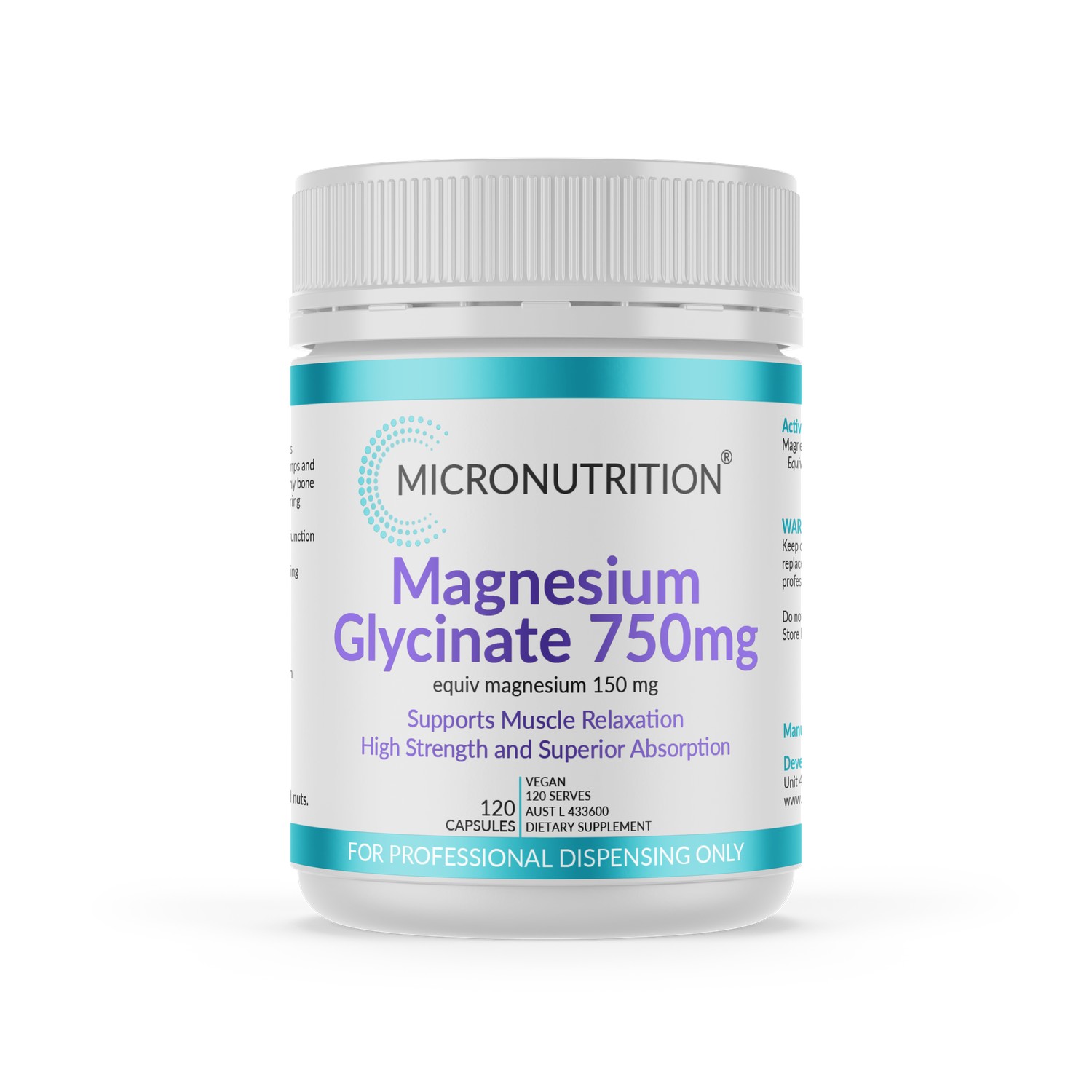 Magnesium Glycinate 750mg - 120 Capsules